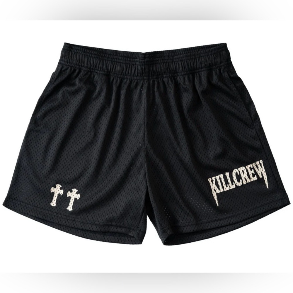 Kill Crew Black Athletic Mesh Shorts with White Logo